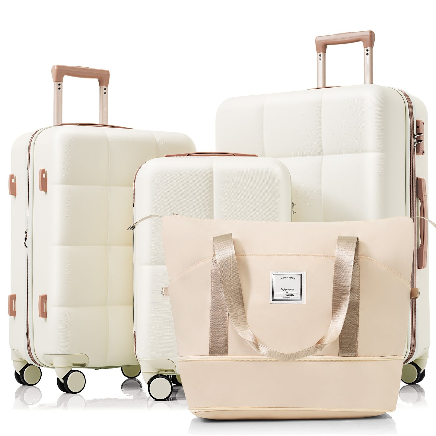 Durable 4-Piece Suitcase Set – USB Charging, Cup Holder & Travel Bag