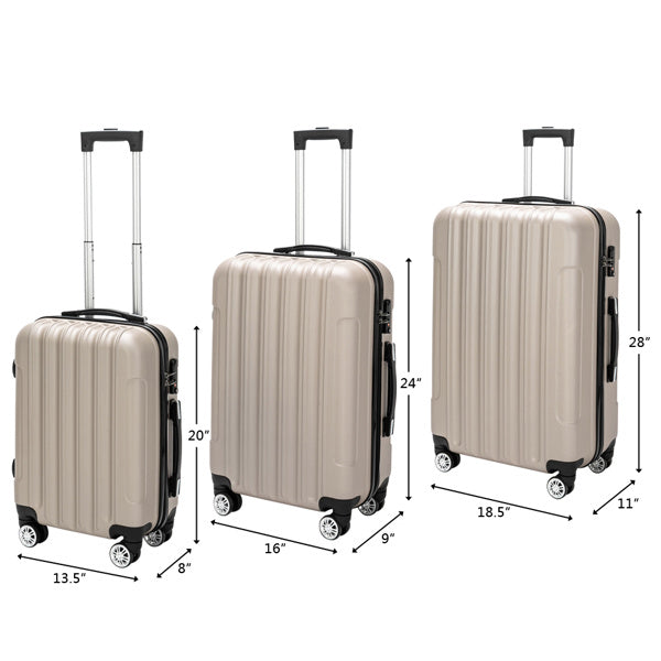 Vertical Pattern Travel Luggage Set – 3-Piece Spinner Trolley Bags