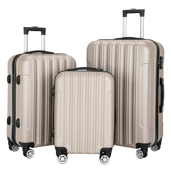 Vertical Pattern Travel Luggage Set – 3-Piece Spinner Trolley Bags