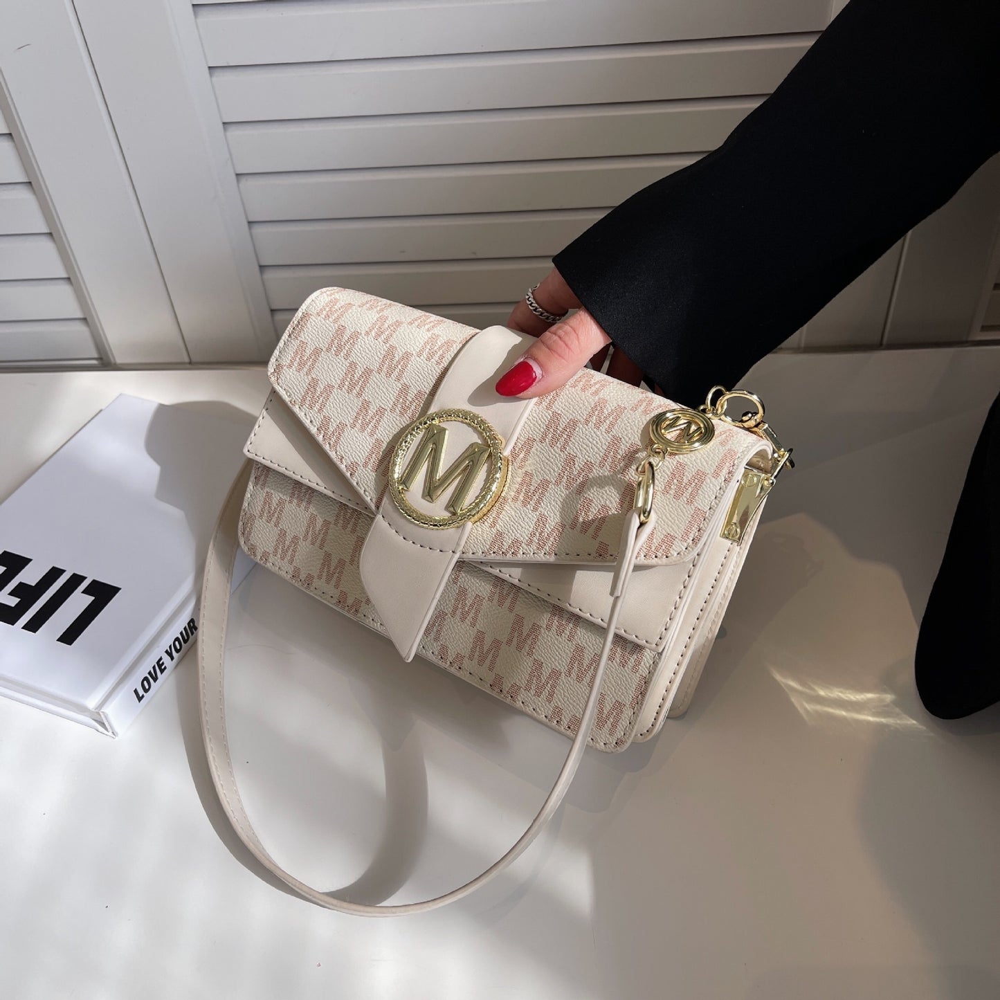 Printed Letter Shoulder Bag