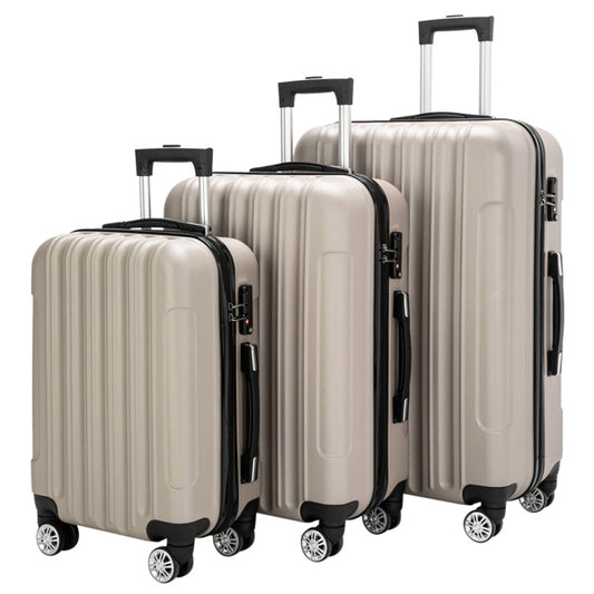 Vertical Pattern Travel Luggage Set – 3-Piece Spinner Trolley Bags