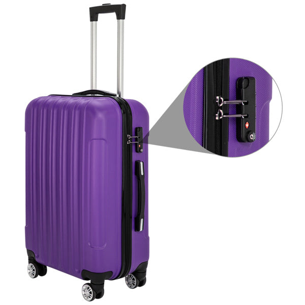 Durable 3-Piece Travel Luggage – ABS Hard Shell, Classic Purple